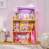 Kidkraft Kayla trædukkehus med møbler og tilbehør, 3-niveau legesæt til 30 cm dukker, legetøj til 3 år gammel, 65092 - Eksklusivt på Amazon Dukkehuse Naty Shop