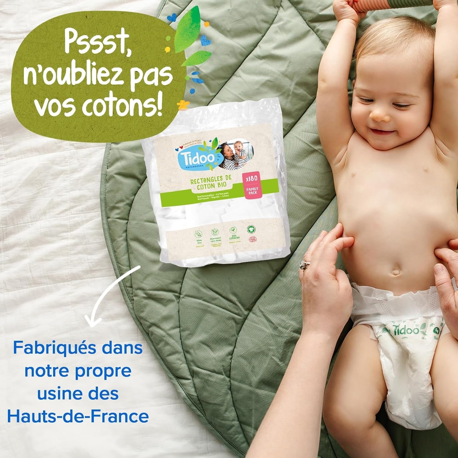 - Ökologische Diadeln, Größe 2 (3-6 kg) – natürlicher Ursprung, ohne Schadstoffe – 12 Stunden trocken, extrem saugfähig – hermestellung i Frankreich – 150 Einwegdiadeln – Pakke 1 måned