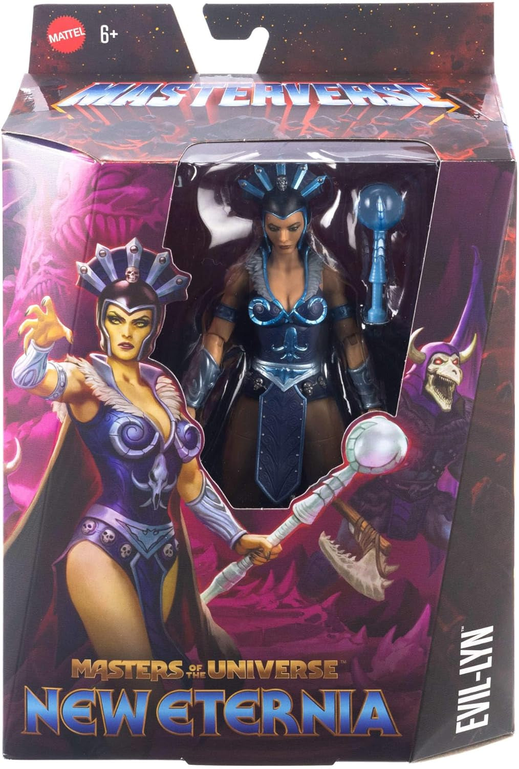 Masters of the Universe Masterverse Action Figur Ca. 18 cm høj, New Eternia Evil-Lyn, MOTU Toy Villainess, Troldkvinde, 30 Movement Points, Crystal Ball Wand, JBP77 Actionfigurer Naty Shop