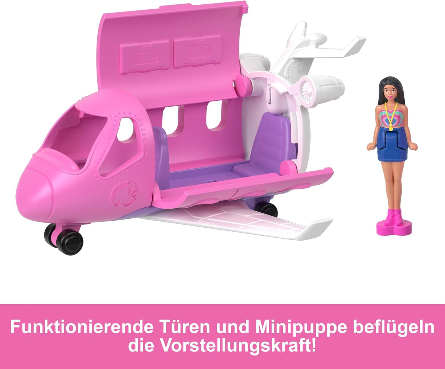 Mini BarbieLand Barbie-dukke- og legetøjssæt, 1,5" dukke og ikonisk farveskiftende overraskelseslegetøjskøretøj, HYF40