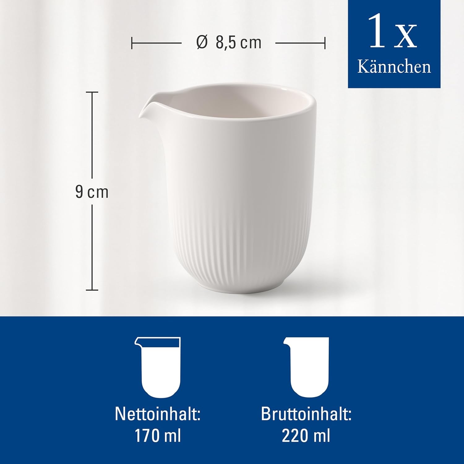 Villeroy & Boch - Afina mælkekrus 170 ml, hvid, tåler opvaskemaskine, tåler mikroovn, mælkekande, kaffetilbehør, keramisk kande, underkop, service, premium porcelæn