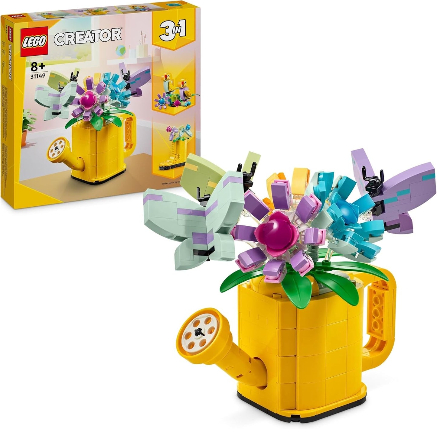 LEGO Creator 3I1 blomstersprinklersæt, dekoration til børneværelset, byg en sprinkler med blomsterbuket, gummistøvler eller 2 legetøjsfugle, kreativ gave til piger og drenge 8 år 31149 Byggesæt Besuche den LEGO-Store Single