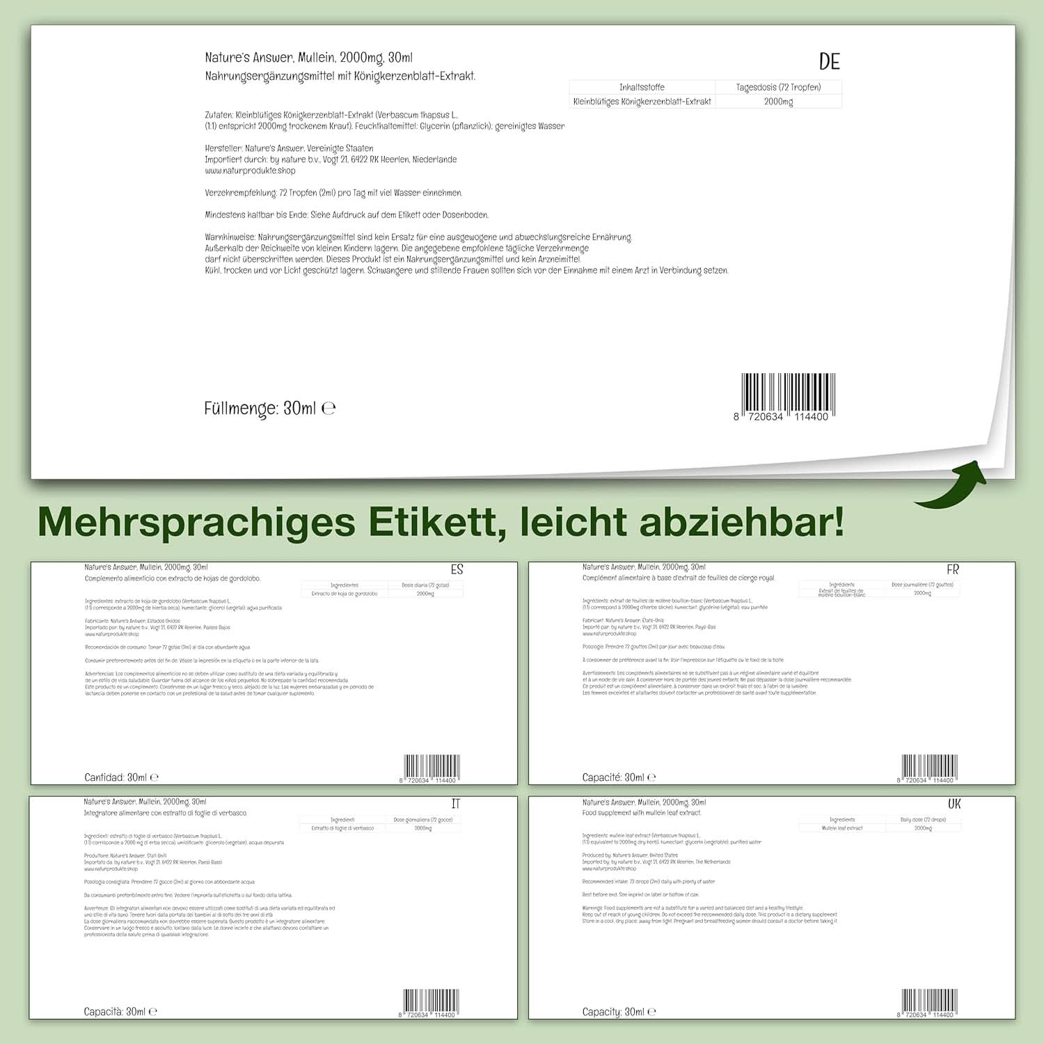 Mulleinbladekstrakt, 30 ml, alkoholfri Arome Naty Shop