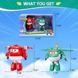 Super Wings 5" Transforming Characters 2-Pack Transforming Supercharged Jett + Tino Transformer Legetøj til drenge og piger i alderen 3+ Røde actionfigurer Naty Shop