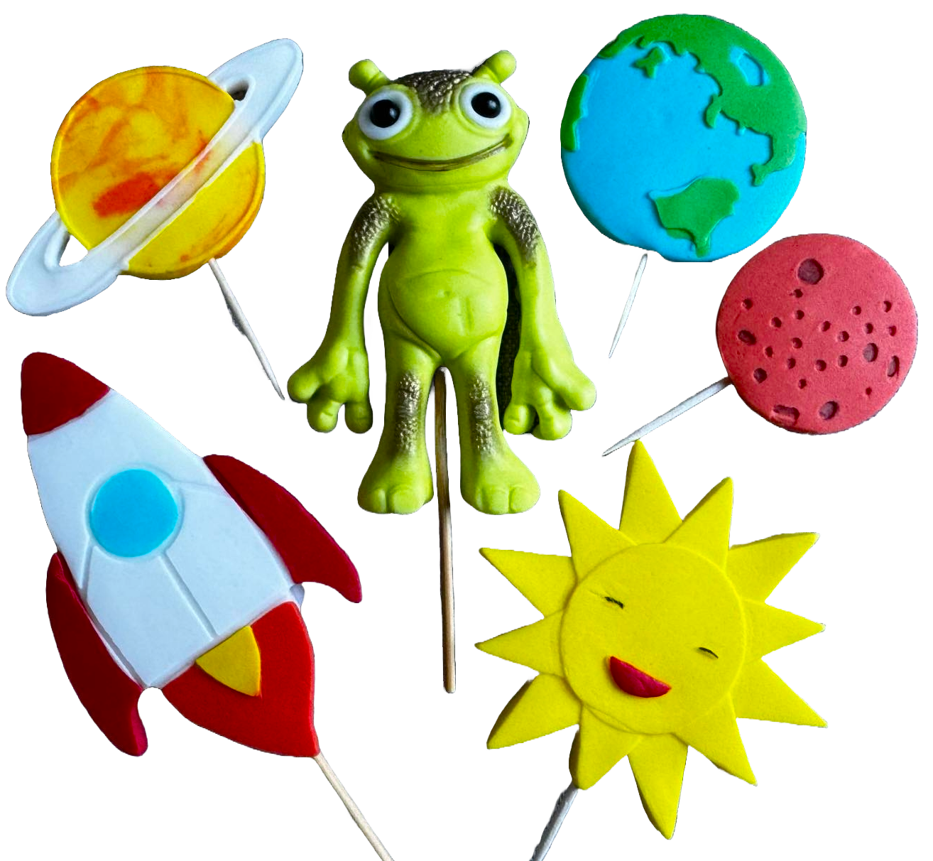 Sæt med 6 spiselige sukkerdekorationer, Cosmos Sugar Paste Decorations Naty Shop