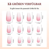 Ballerina falske neglesæt - 240 stykker Delikat lilla pink falske negle, fulddækkende lim på falske negle, falske neglespidssæt til manicure og neglekunst til kvinder og piger (lavendelrosa)