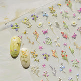 JMEOWIO 3D Nagelsticker Blumen Nail Art Sticker Selbstklebend Nagelaufkleber 5D Stereoskopisk Frühling Sommer Blumen Dekoration Nageldesign Tilbehør 1 Blatt