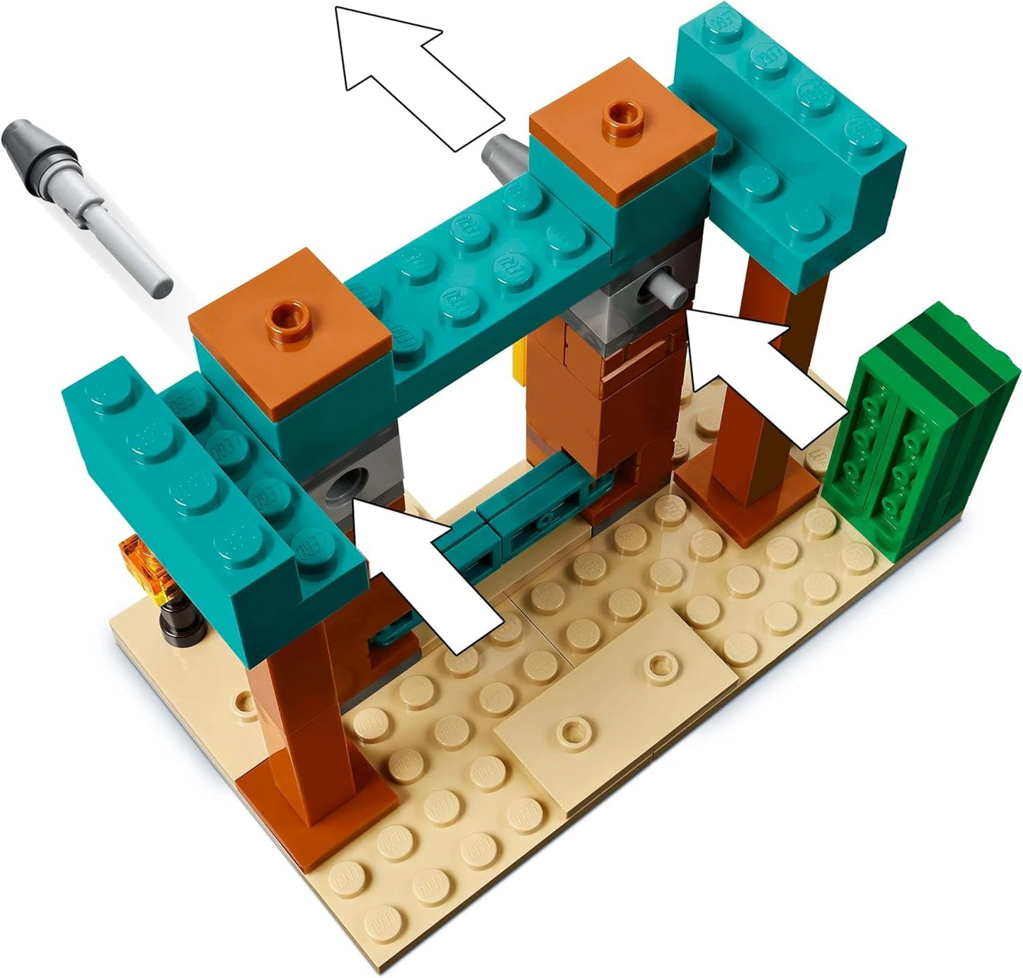 LEGO Minecraft The Illager Desert Patrol videospilsæt til børn, udpost minilegetøj og tre minifigurer inklusive plyndrer, tjener og kaktusridder 21267 byggesæt Besuche den LEGO-Store