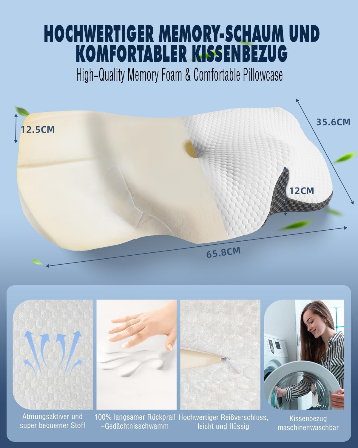 Nakkepude Ortopædisk pude til nakkesmerter Hukommelsesskumpude Ergonomisk pude til optimal støtte Nakkestøttepude til lateral ryg og mavestøtte Cervikal ortopædiske puder Naty Shop