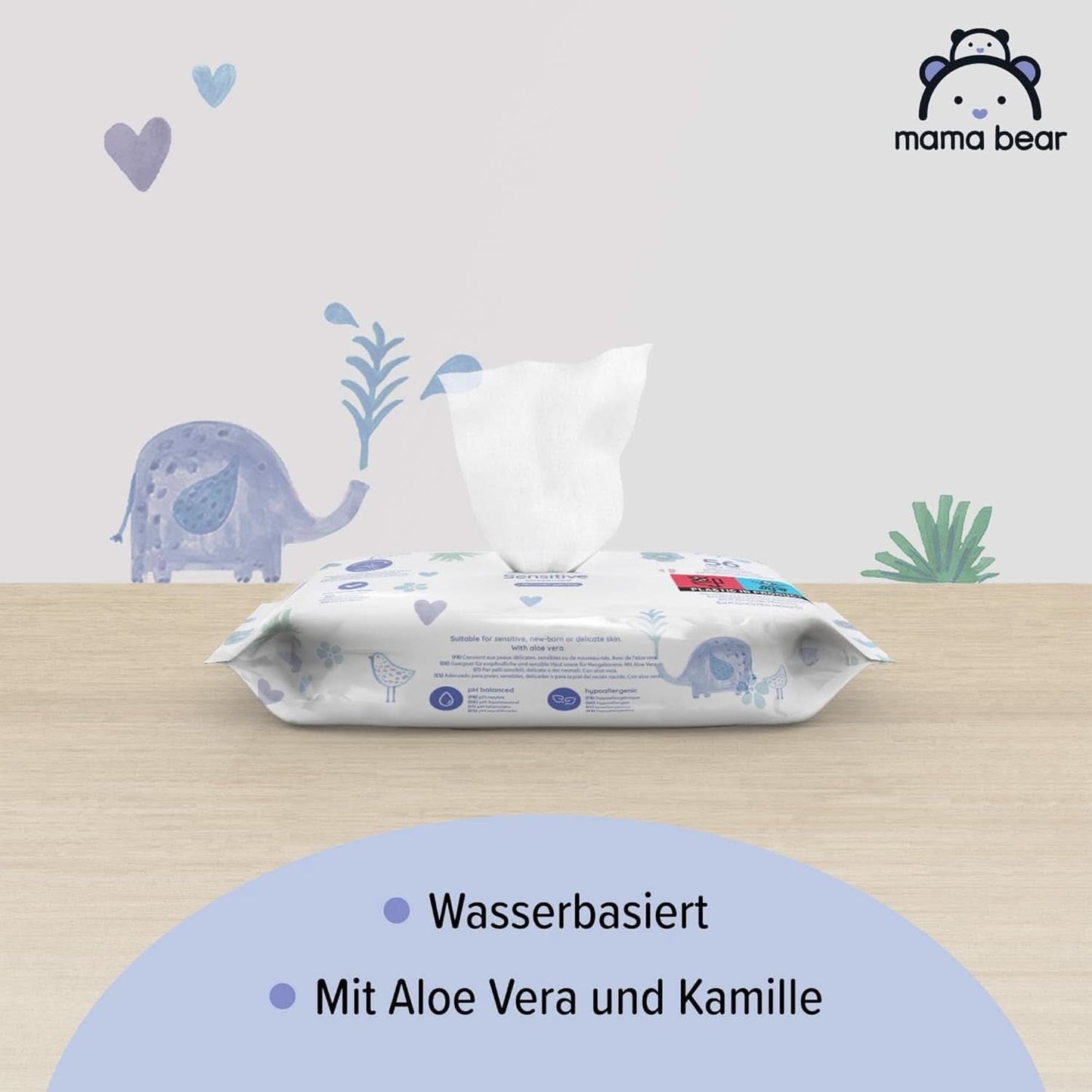 Naty Shop Mama Bear Sensitive Baby Wipes uparfumerede