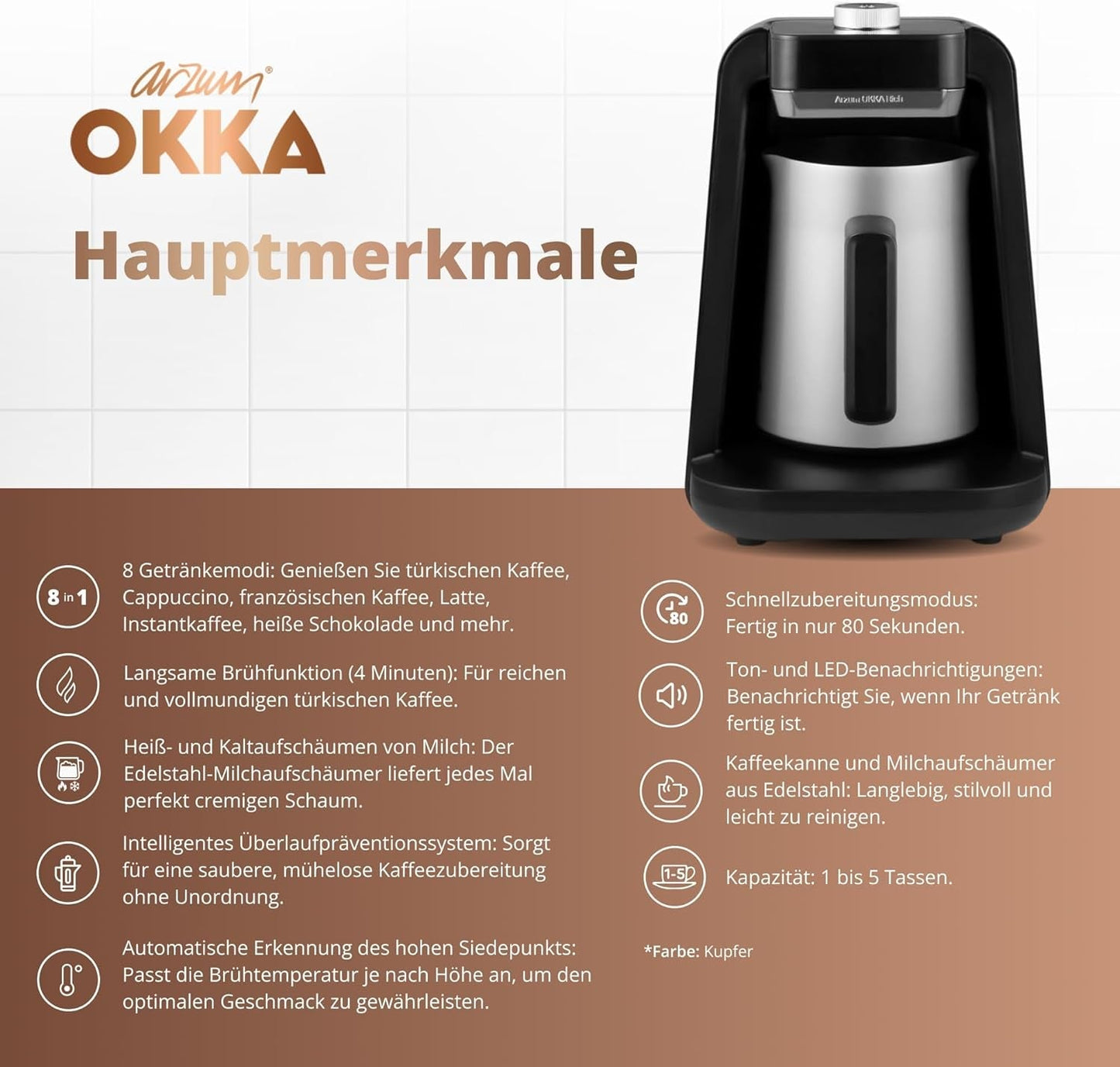 TYRKISK KAFFEMASKINE Arzum OKKA RICH SPIN PRO (krom)