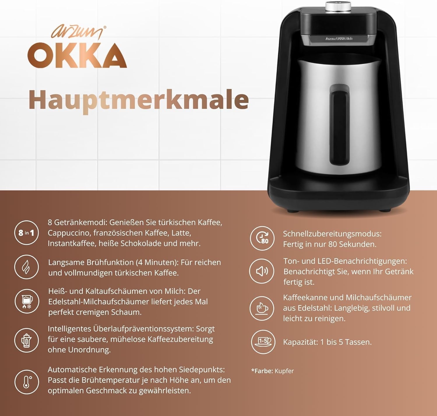 TYRKISK KAFFEMASKINE Arzum OKKA RICH SPIN PRO (krom)