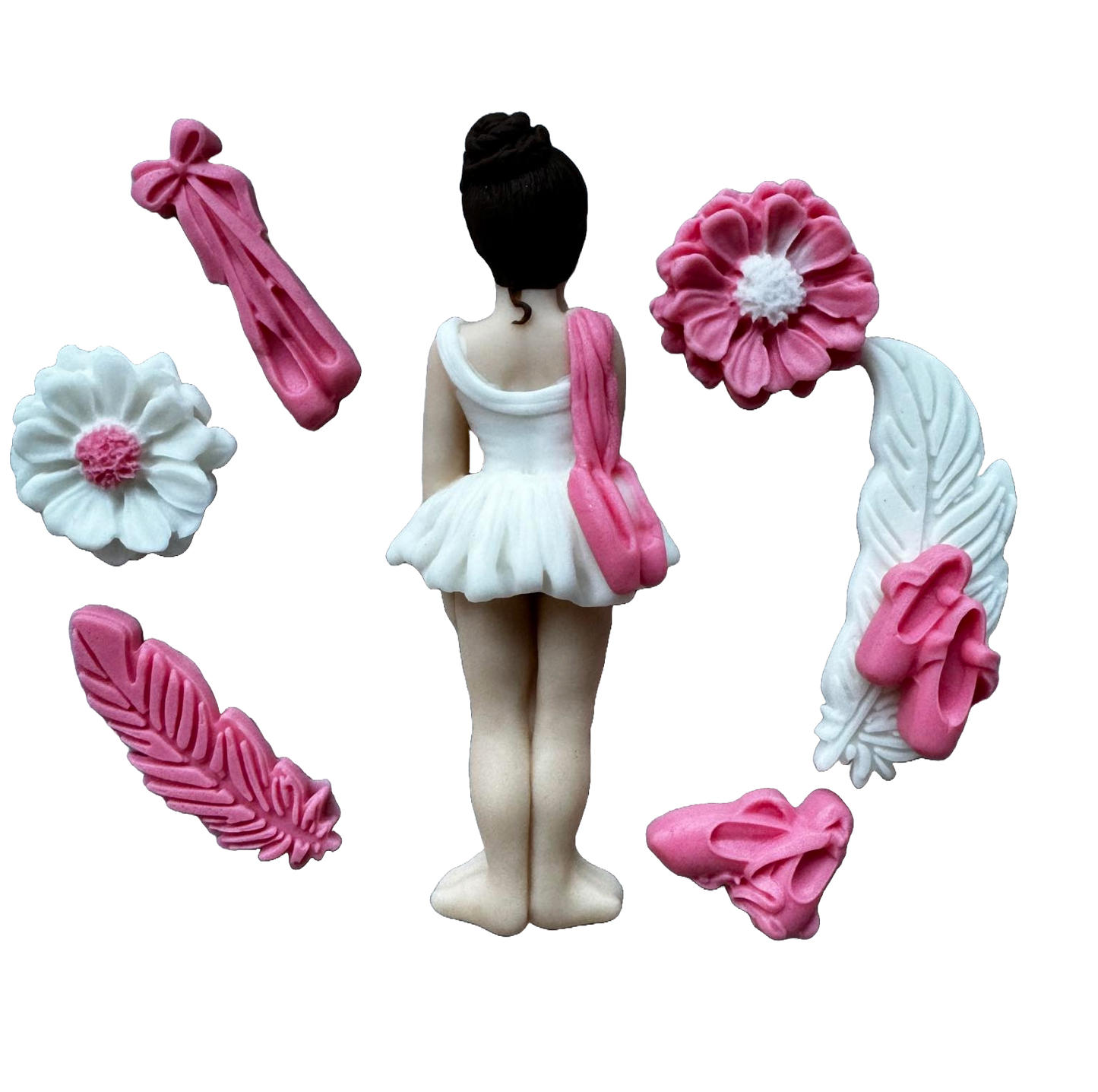 Sæt med 8 spiselige sukkerdekorationer, Ballerina Sugar Paste Decorations Naty Shop