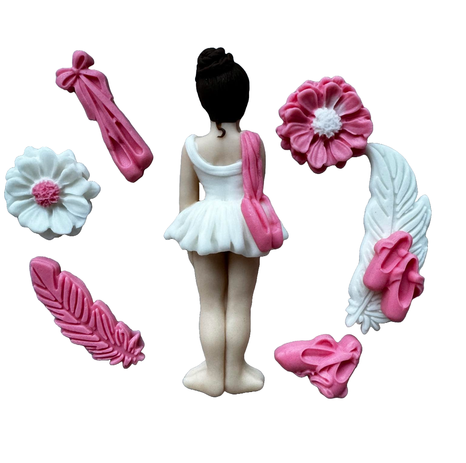 Sæt med 8 spiselige sukkerdekorationer, Ballerina Sugar Paste Decorations Naty Shop