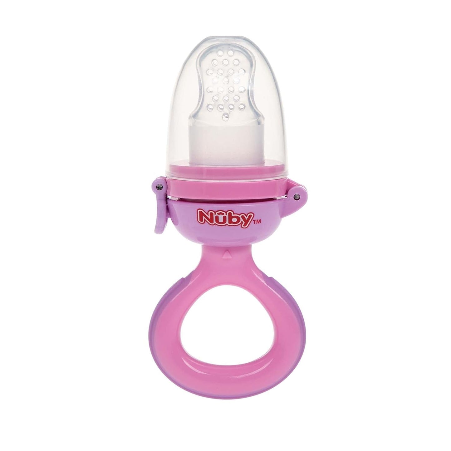 Nuby Silikone Fruit Feeder Nibbler - Frugt Feeder til babyer 6 måneder og småbørn - Biring til frugter, grøntsager og puréer - BPA fri - Pink - 6+ måneder