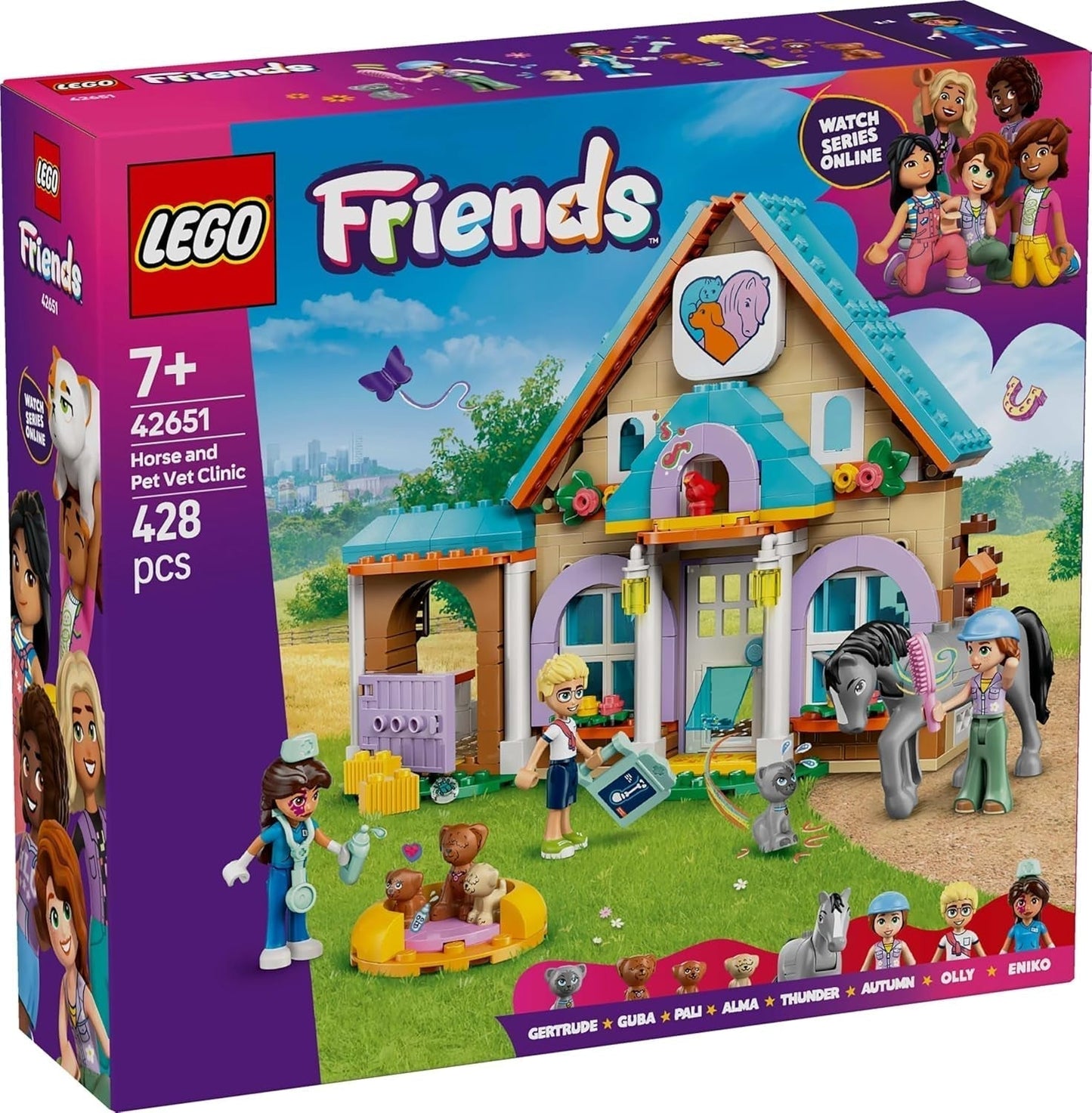 LEGO Friends dyrlægeskab til heste og kæledyr, bygge- og legesæt til fantasifuldt rolleleg med 3 minifigurer og 5 dyrefigurer, gaveidé til piger på 7 år 42651 Byggesæt Besuche den LEGO-Store