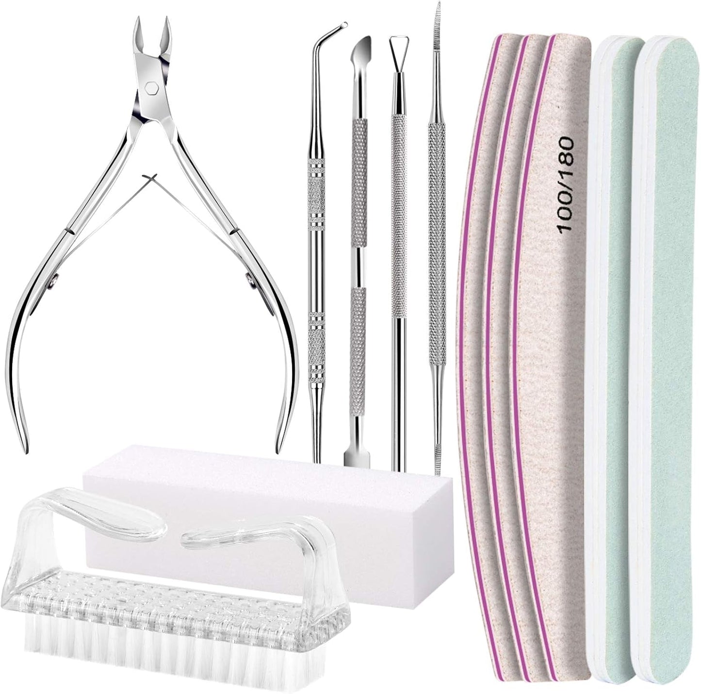 FANDAMEI Manicure Set, Buffer Für Nägel, Nagelfeile 100/180, Nagelfeilen Für Gelnägel, Nagelhautschieber, Buffer Für Gelnägel, Feilen Für Gelnägel, Nagelzange, Nagelfeilen Set, Maniküre & Pedicure Set