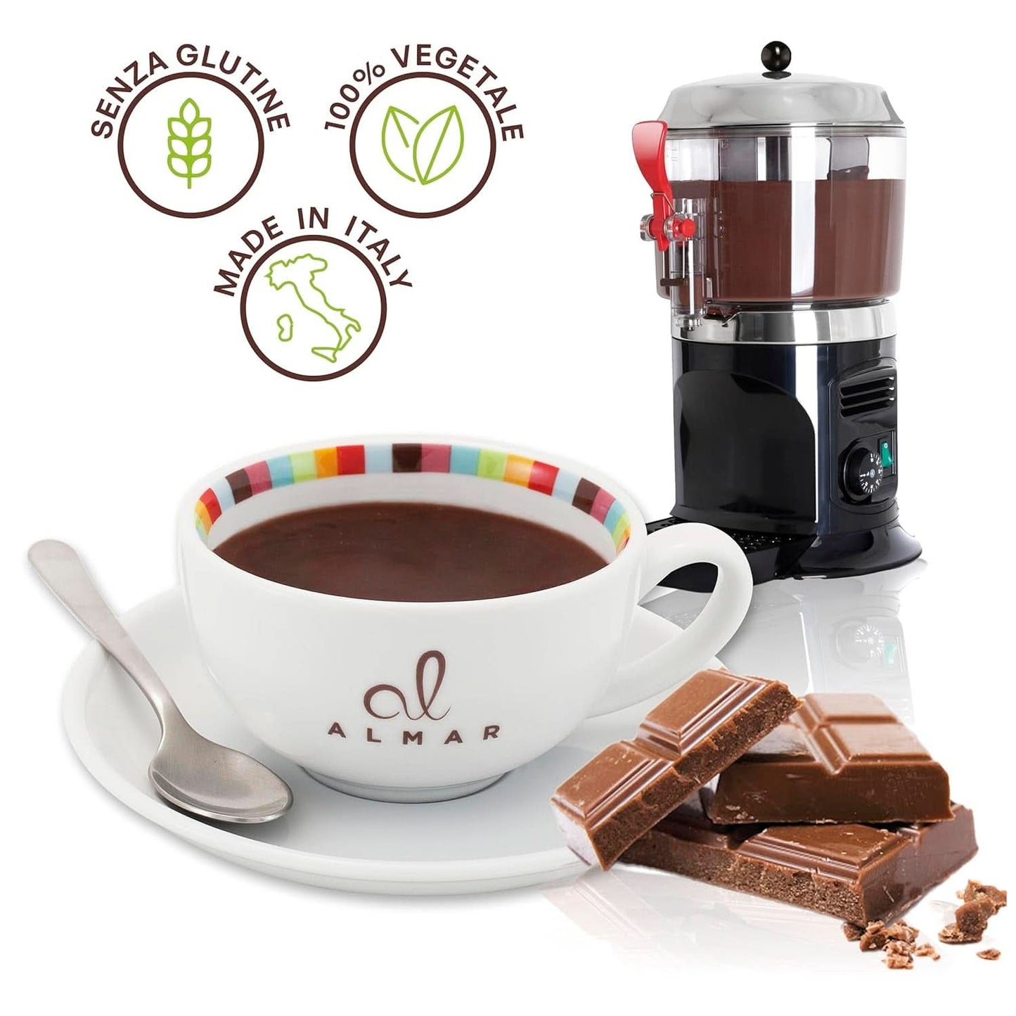 Italiensk varm chokolade Cortina CLASSIC smag - (15 X 30 g) Enkel portion, kuvert, 450 g kakao og varm chokolade Naty Shop