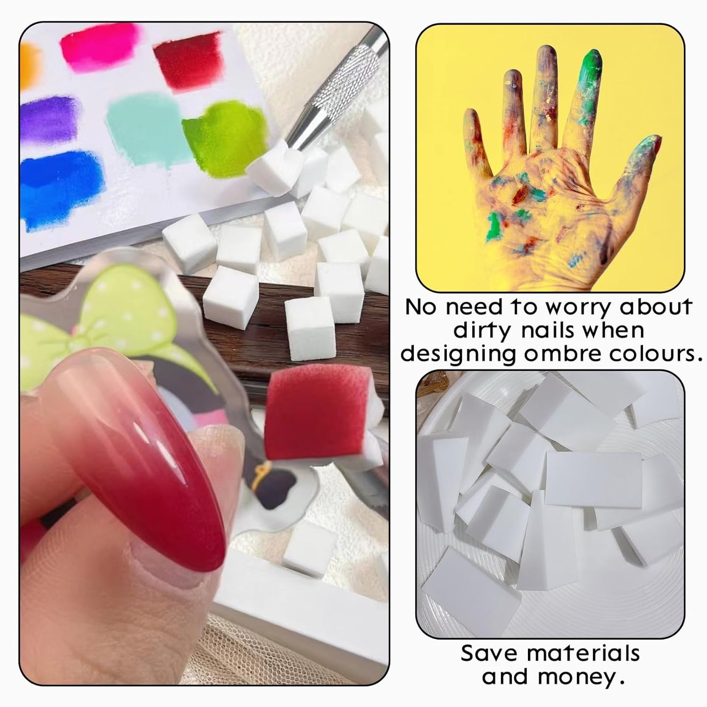 100 Stück Nail Art Schwamm Mit Metallgreifer, Sponge Brush Applicator, Sponge Nagel Pinsel, Nageldesign Zubehör Schwammpinsel, Verwendet, Um Eine Varavländ Von Gradient Nail Art Patterns Zu Ersetlen
