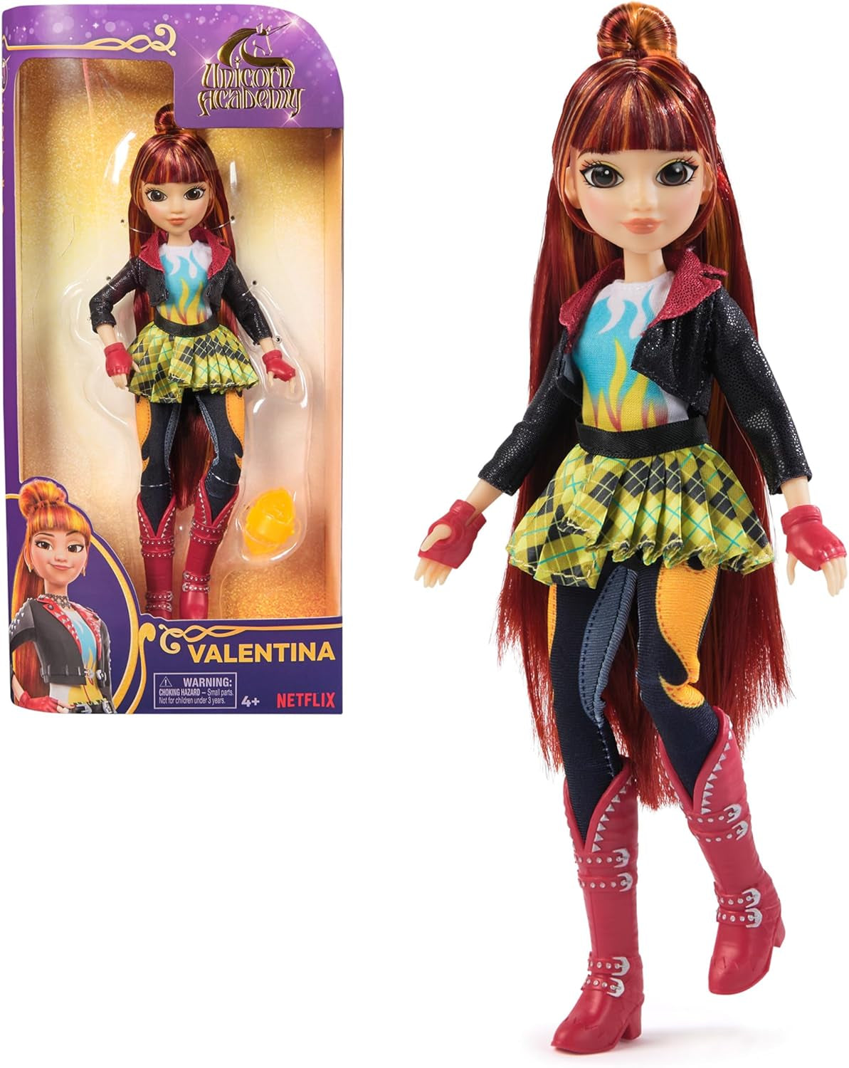 Unicorn Academy Deluxe Masked Ball Sophia - 24 cm dukke fra den populære Netflix-serie med 2 outfits, klassisk påklædning og rollespil, alder 4+ Naty Shop Dolls Valentina påklædningsdukke