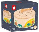 Janod - Gioia Tromme - FSC trætromme + tromme - Rollespil og tidlig musikalsk uddannelse - Akvarel - Fra 18 måneder, J07650 Bebe Toys Naty Shop