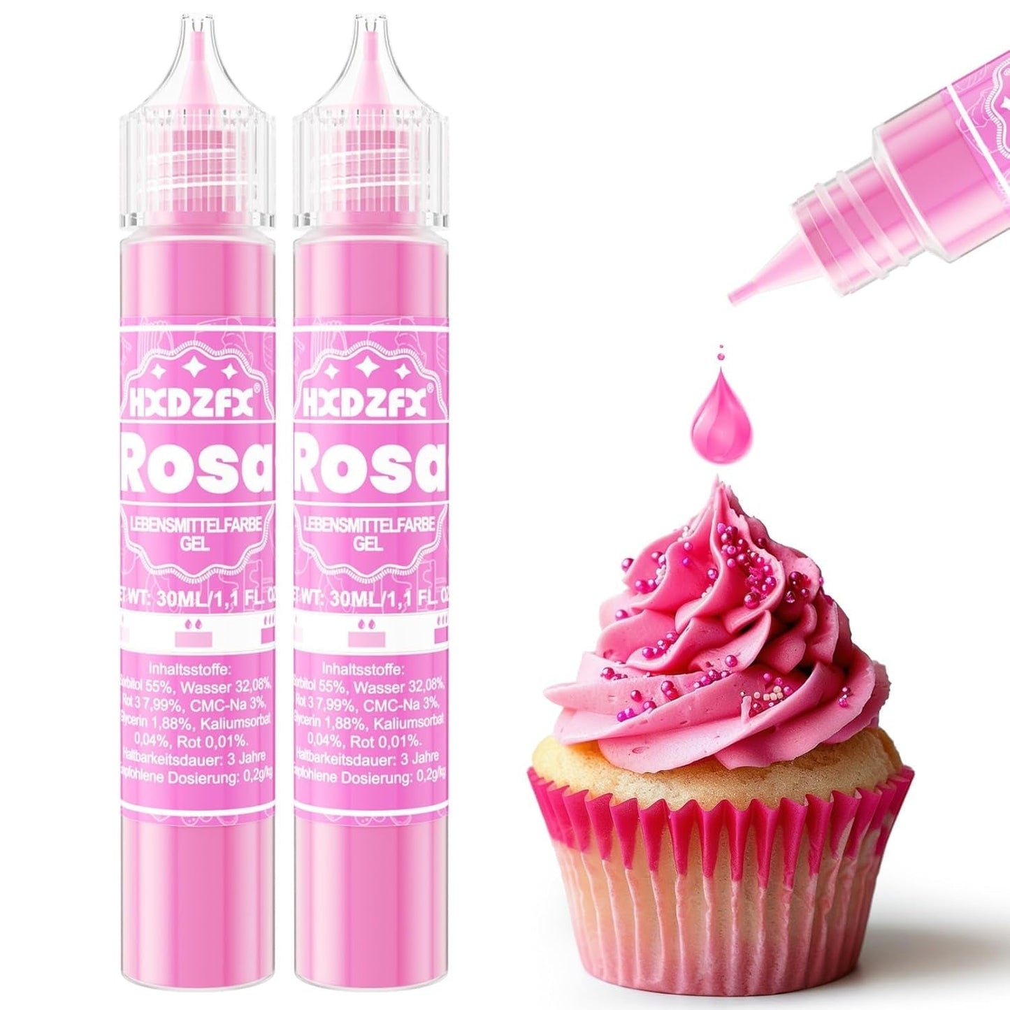 Gel madfarve - HXDZFX 2×30 ml, sukkerfri madfarve, højkoncentreret, til dekoration af kager, hvid fondant, makroner, småkager, bagning, påskeæg, slim (drue lilla)