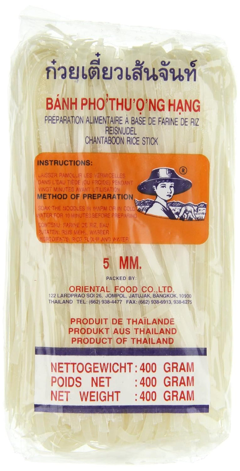 Risnudler - Thai, 5 mm brede risbåndsnudler, lavet af rismel - 17 x 400 g
