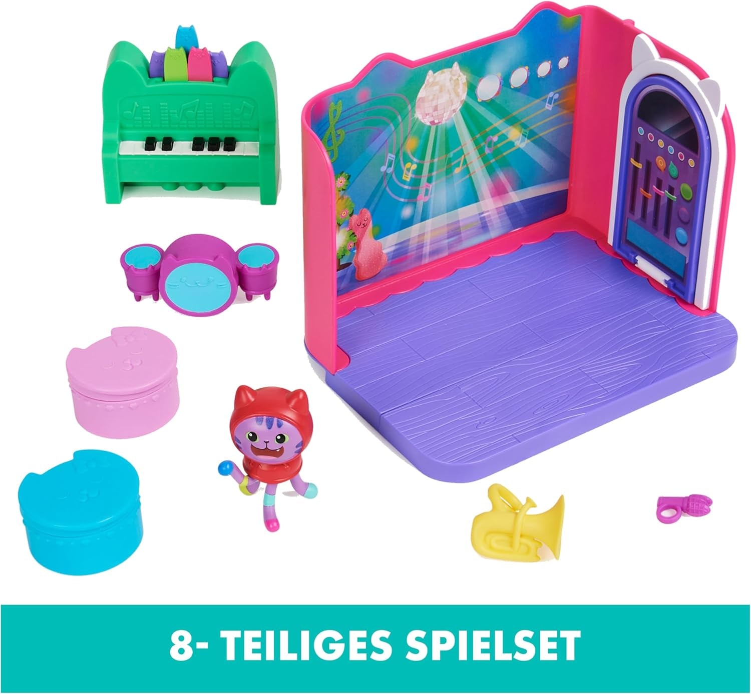 Gabby Dollhouse Deluxe Room Groovy Music Room og Deluxe Room Sweet Dreams Fluffy Cat Soveværelse