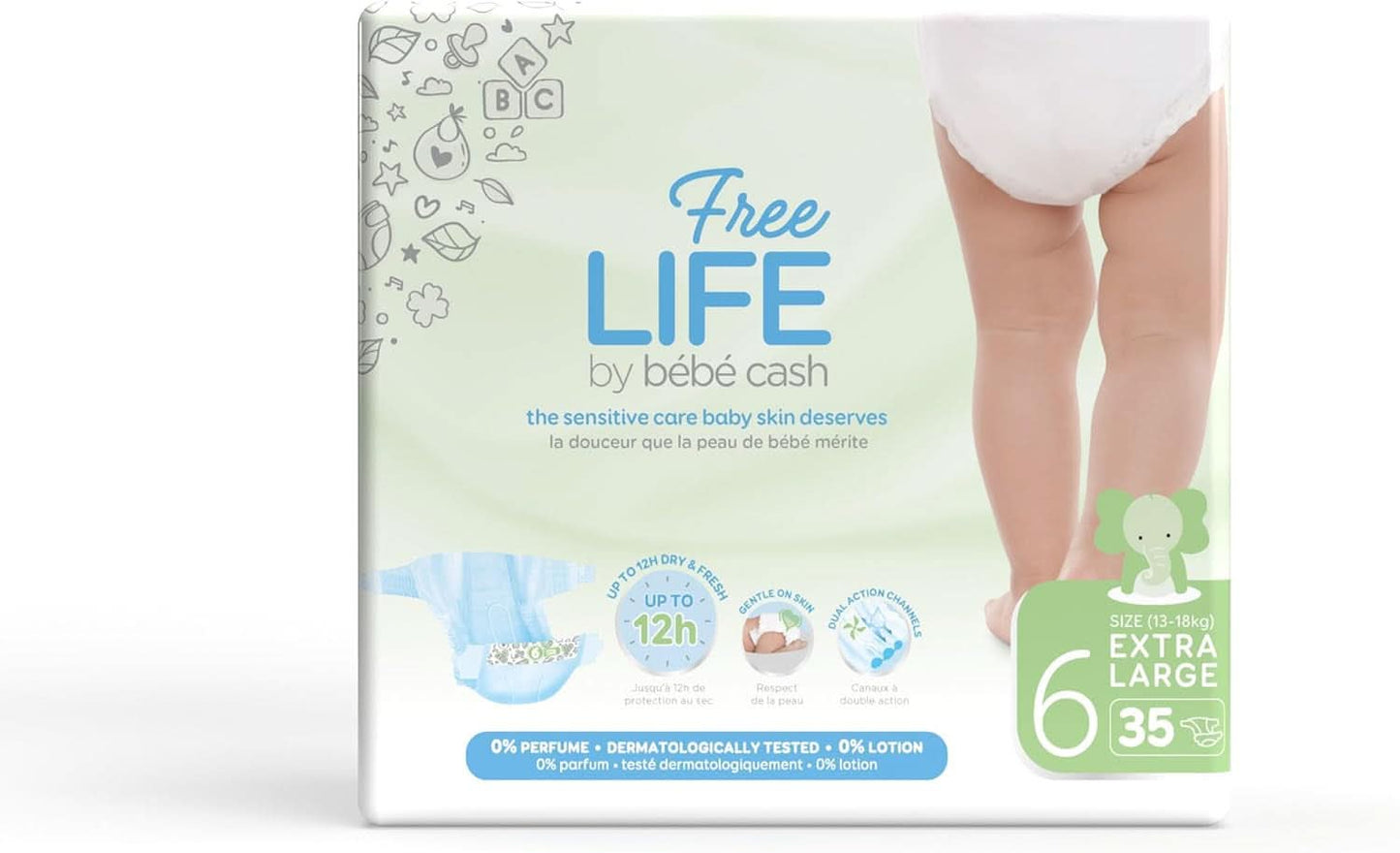 Freelife Baby Cash Diaper, Größe 6 (18 Kg Und +), 1 X 35 = 35 Diaper Naty Shop Taille 6 (140 Enhed)