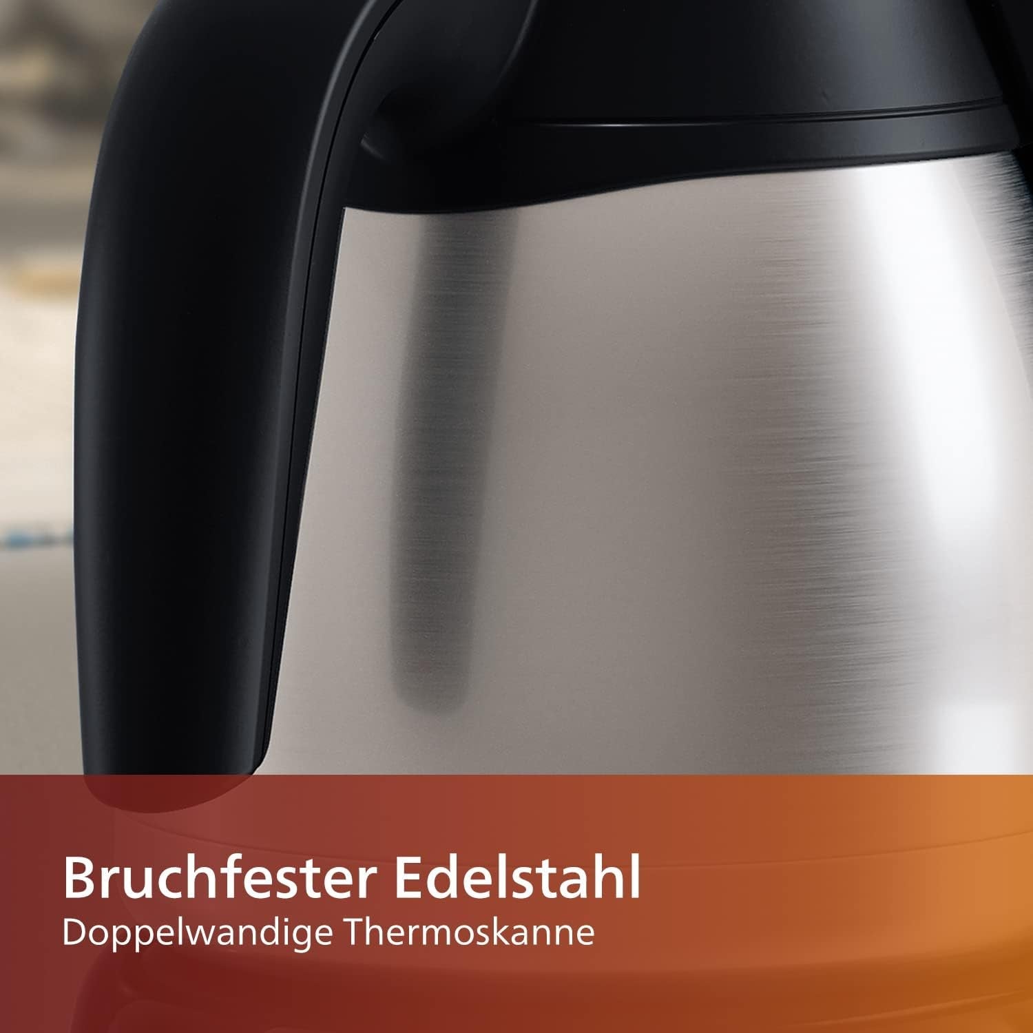 PHILIPS Café Gaia Filter Espressomaskine - Termokande i rustfrit stål, Anti-drypsystem, Intens Aroma, Auto-Off, 1300ml, Sort (HD7546/20)