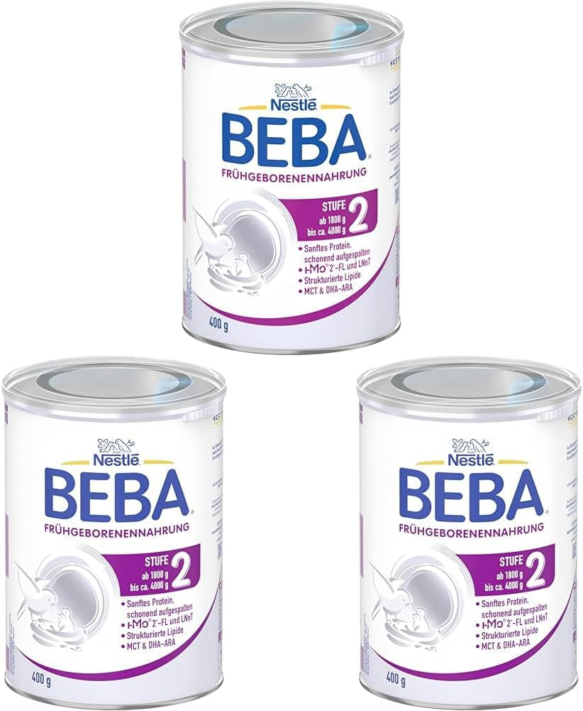 BEBA præmature modermælkserstatning trin 2 - for tidligt fødte spædbørn efter hospitalsudskrivning Babymad Babymælk pulverpakke med 3 (1 x 400 g)