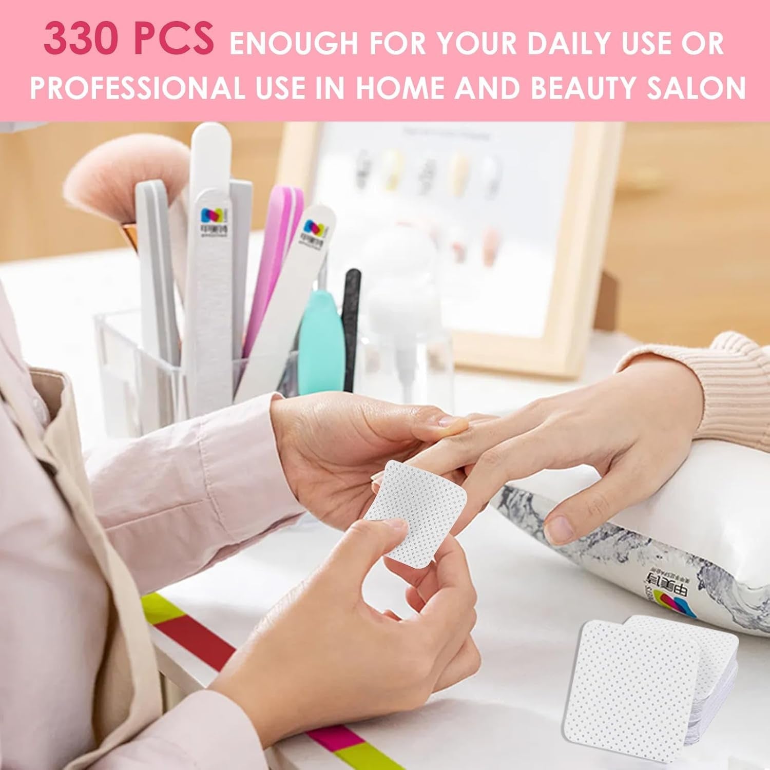 330 Stück Fusselfrei Nägel Wattepads, Fusselfreie Nageltücher, Nagel Wischtücher Wattepads, Nagelleck Entfernen Für Cleaner Gelnägel Nail Wipes Pads (Weiß)