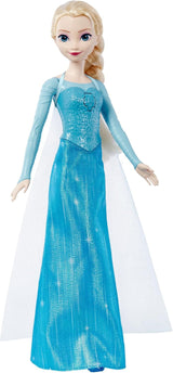 Mattel Toys Disney Frozen Elsa Singing Doll i ikonisk outfit, synger "Let It Go" fra Disney-filmen på engelsk, fransk, tysk, italiensk, JDL58