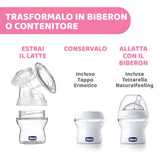 Chicco elektrisk brystpumpe med stimulerings- og ekstraktionsfaser, 10 intensitetsniveauer, behagelig og hurtig, ergonomisk form, med skrå patte og stram hætte, hvid, 150 ml Tilbehør Mad og amning Bebe Naty Shop