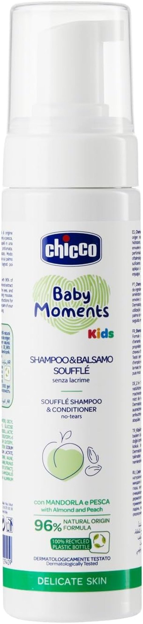 Chicco KIDS - DELIKAT HUD - 2 I 1 MOUSSE: SHAMPOO OG CONDITIONER, 150 ml Børn - Bad og hudpleje Naty Shop Standardtitel