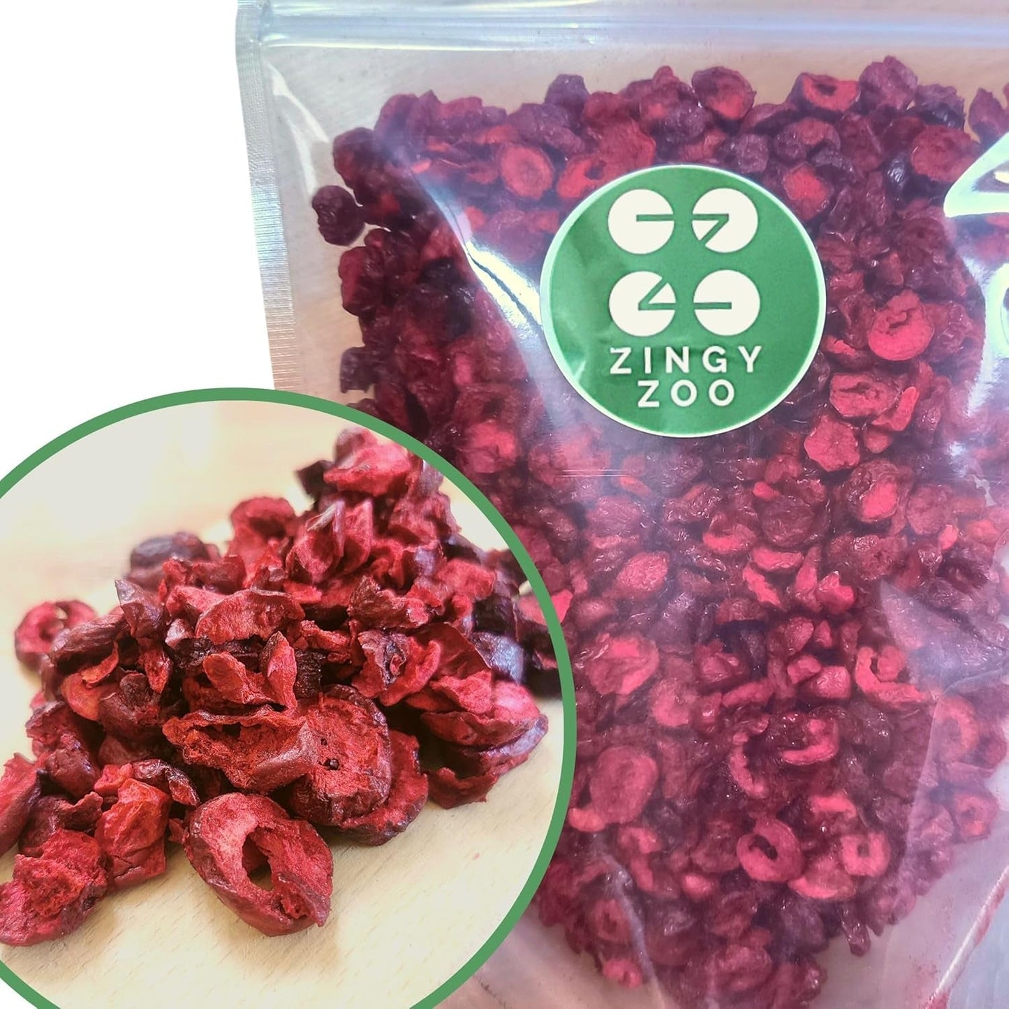 Frysetørrede bitre kirsebær | 100% naturlige frysetørrede frugtstykker Tørrede frugter | Tørrede bitre kirsebær | Frysetørrede bitre kirsebær | ZingyZoo Naty Shop Dehydrerede produkter 500G
