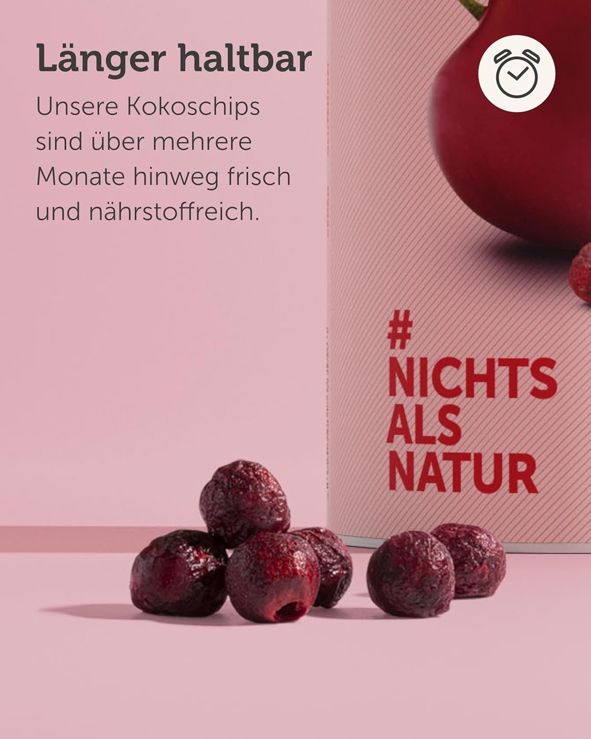 Frysetørrede bitre kirsebær BUAH® | Hele bitre kirsebær som snack eller til mysli | Ideel erstatning for slik | Vegansk og uden tilsat sukker | 135 g Naty Shop dehydrerede produkter