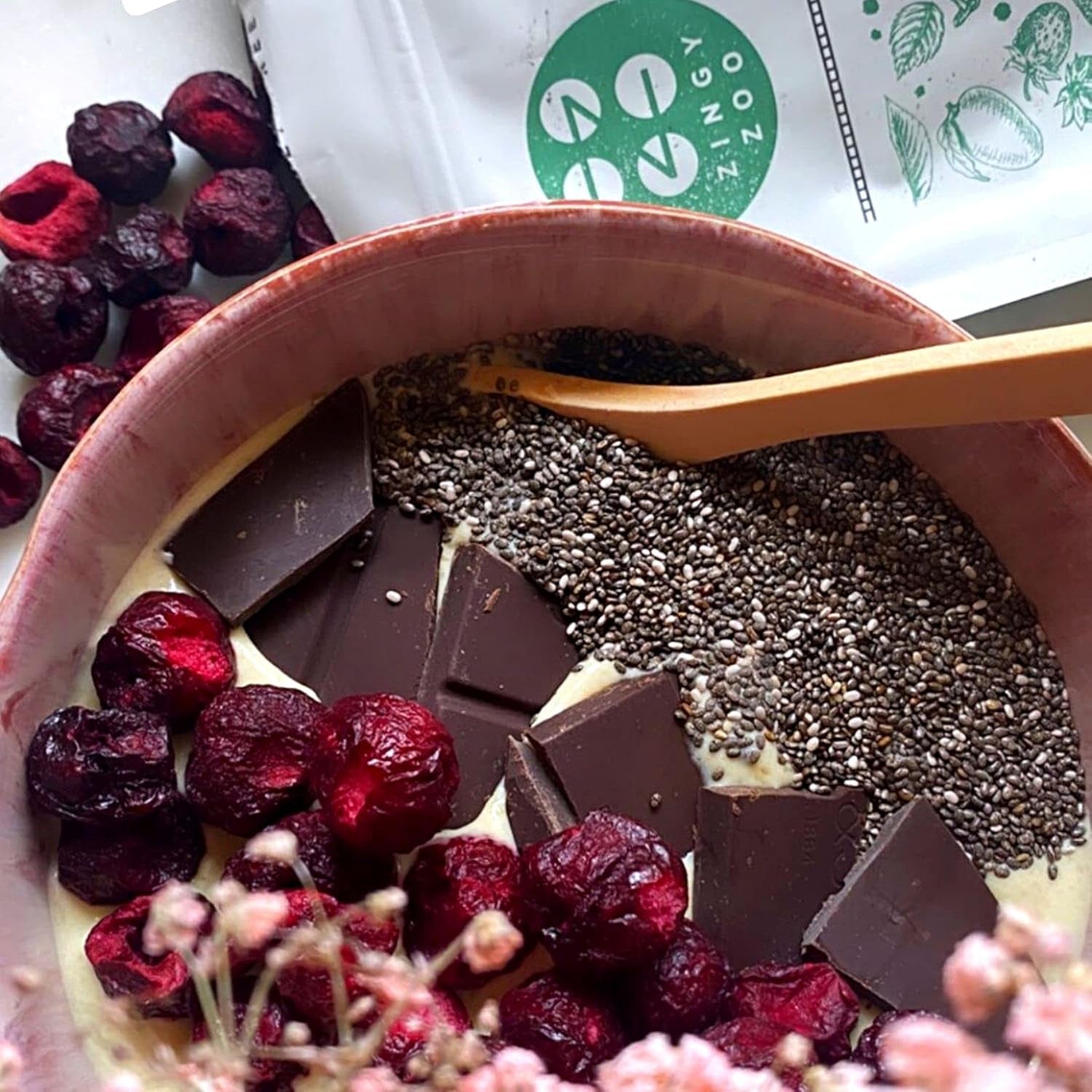 Freeze-dried cherries | Dried sour cherries | Frysetørrede frugter | Frysetørret tørret frugt | Frysetørrede frugter Tørrede kirsebær | Pels Smoothie Frysetørret frugt (90g) Dehydrerede produkter Naty Shop