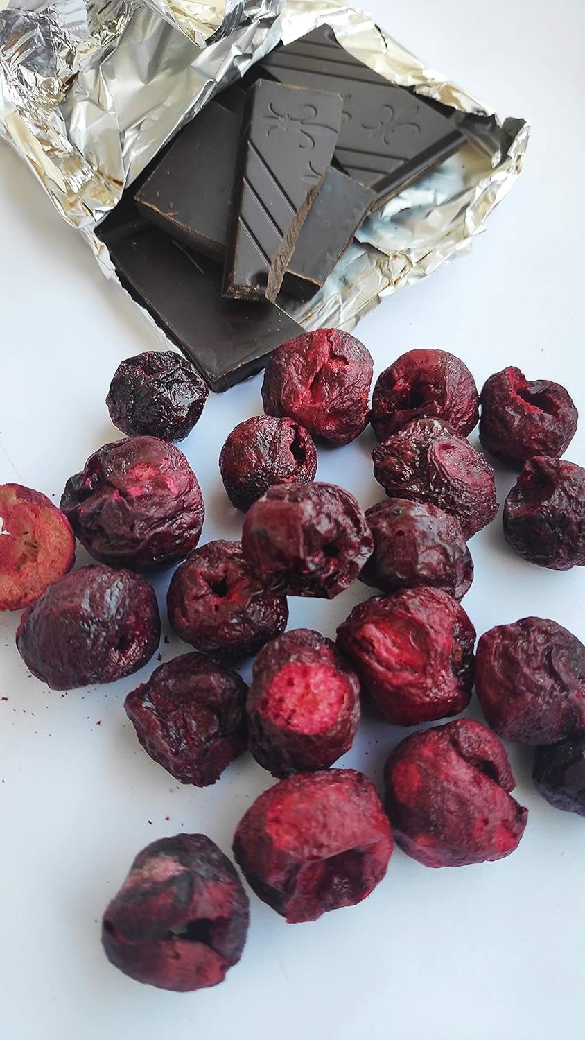 Freeze-dried cherries | Dried sour cherries | Frysetørrede frugter | Frysetørret tørret frugt | Frysetørrede frugter Tørrede kirsebær | Pels Smoothie Frysetørret frugt (90g) Dehydrerede produkter Naty Shop