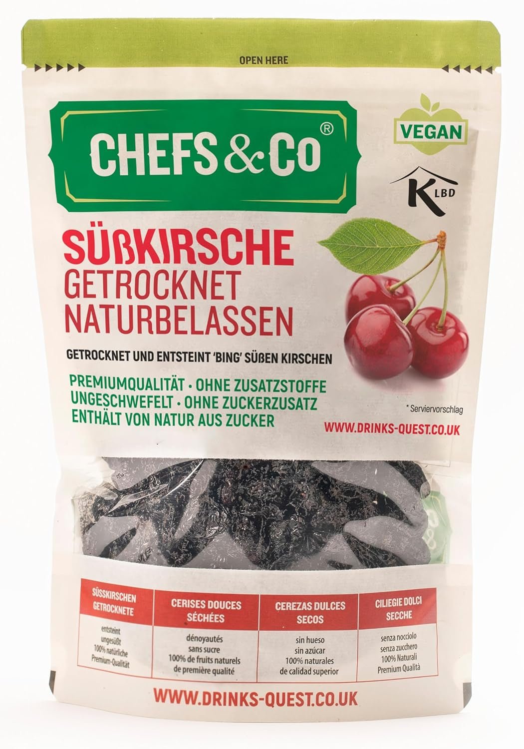 TØRREDE KIRSEBÆR (IKKE TØRREDE) -750g | tørrede søde kirsebær uden gruber | 100% naturlig | premium kvalitet | ingen tilsætningsstoffer, ingen svovl og intet sukker Dehydrerede produkter Naty Shop Standard titel