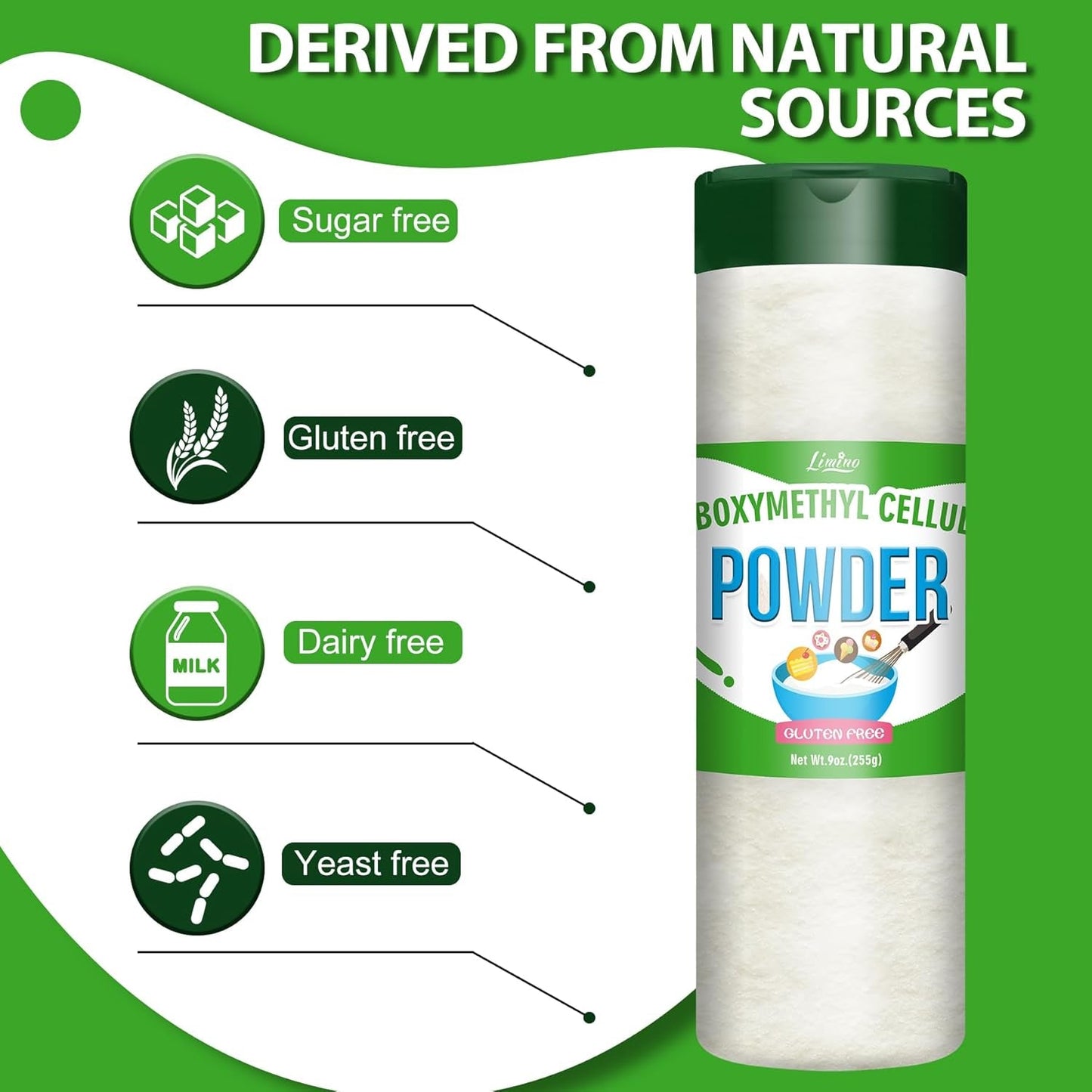 CMC-pulver 255 g - 100 % rent CMC-pulver, madfortykningsmiddel, isstabilisator, Tylo-pulver til fondant, kager, is, frossen mad, slik, yoghurt, gummipasta Naty Shop Sugar Paste