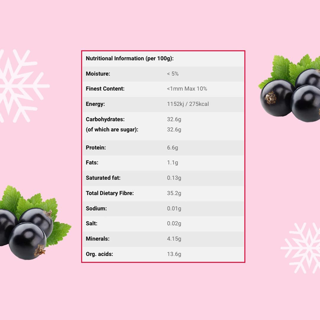 Frysetørrede solbær 250g - Frysetørrede frugter - Frysetørrede tørrede frugter - Tørrede solbær til bagning, müsli, kager, desserter Dehydrerede produkter Naty Shop
