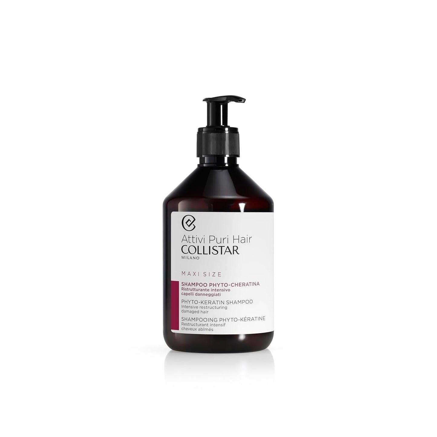 Collistar Activi Puri Hair Phyto Keratin Shampoo, intensiv, nærende, til beskadiget og skrøbeligt hår, maxi-format, 500 ml børn - bad og hudpleje Naty Shop Standard titel