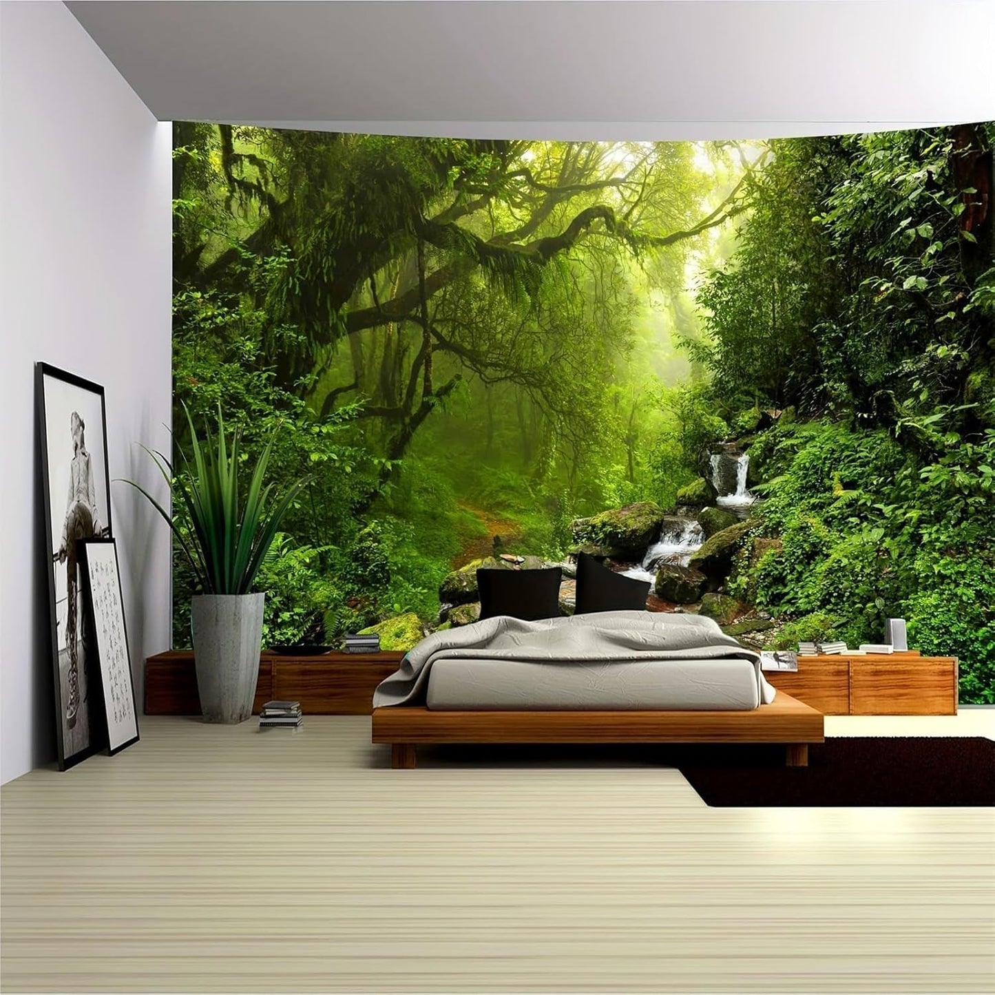 Tæppetæppe skov lærred træ vandfald tåge Hjem - Tilbehør og dekorationer Naty Shop Hilsner 230L X 180B Cm