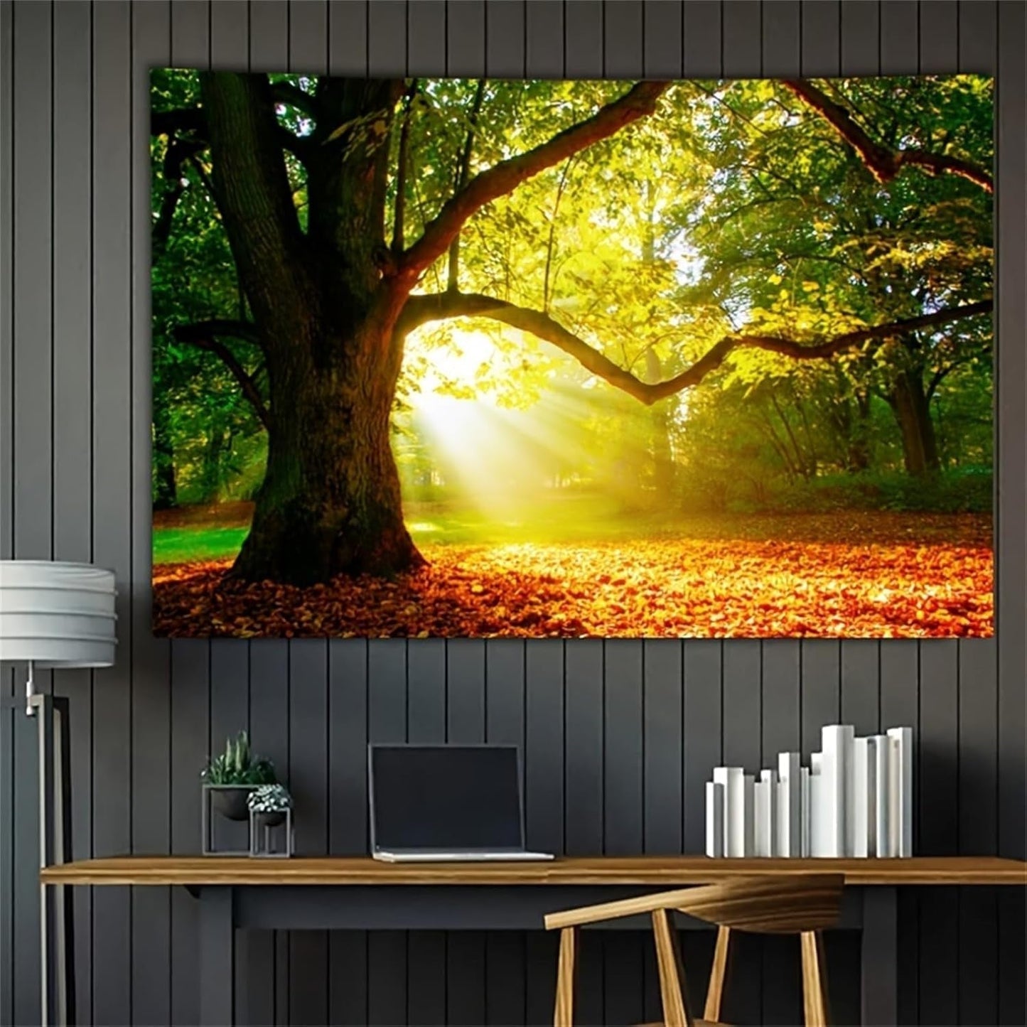 Tæppetæppe skov lærred træ sol himmel Hjem - Tilbehør og dekorationer Naty Shop 200L X 150B Cm