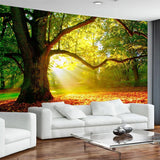 Tæppetæppe skov lærred træ sol himmel Hjem - Tilbehør og dekorationer Naty Shop 300L X 180B Cm