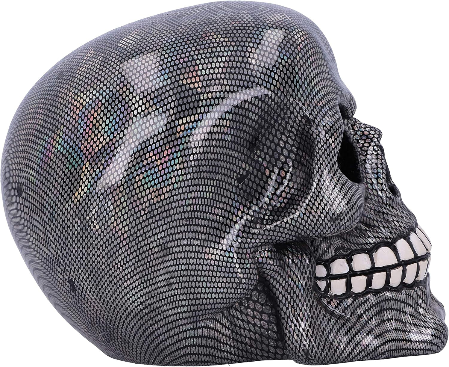 Holografisk sølv fiskenet kranie Sølv Holografisk fiskenet kranie Ornament Sølv 16,5 cm statuetter og skulpturer Naty Shop