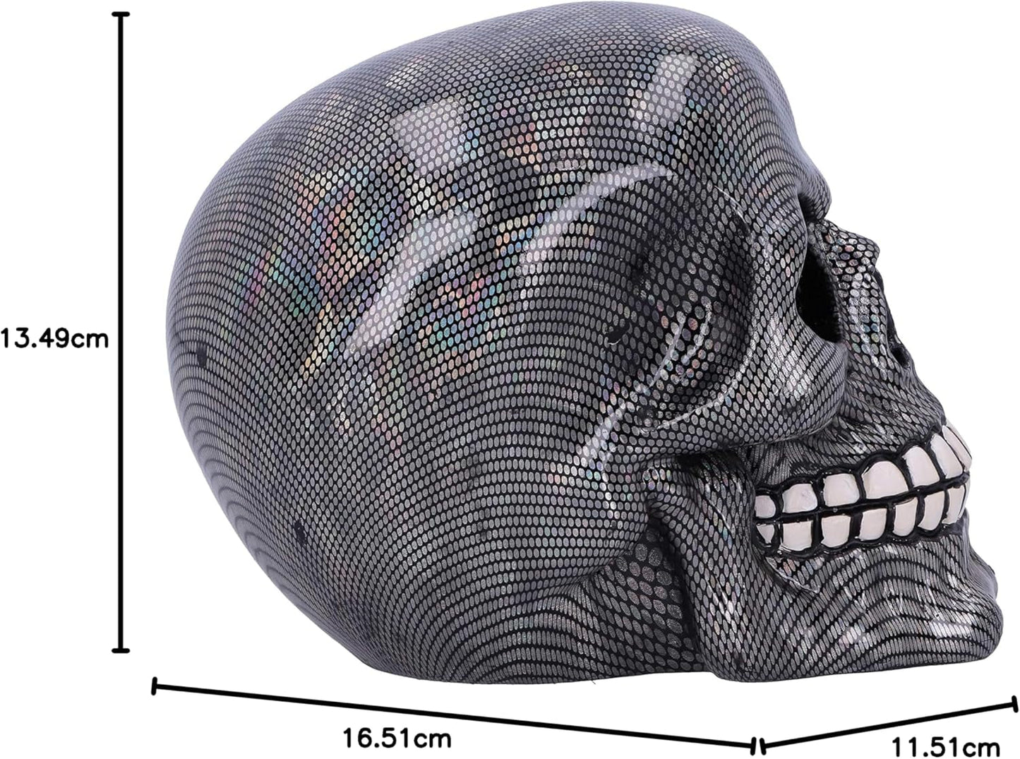 Holografisk sølv fiskenet kranie Sølv Holografisk fiskenet kranie Ornament Sølv 16,5 cm statuetter og skulpturer Naty Shop