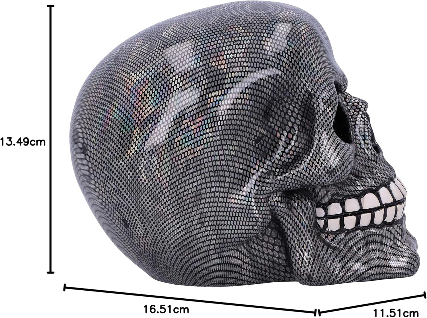 Holografisk sølv fiskenet kranie Sølv Holografisk fiskenet kranie Ornament Sølv 16,5 cm statuetter og skulpturer Naty Shop