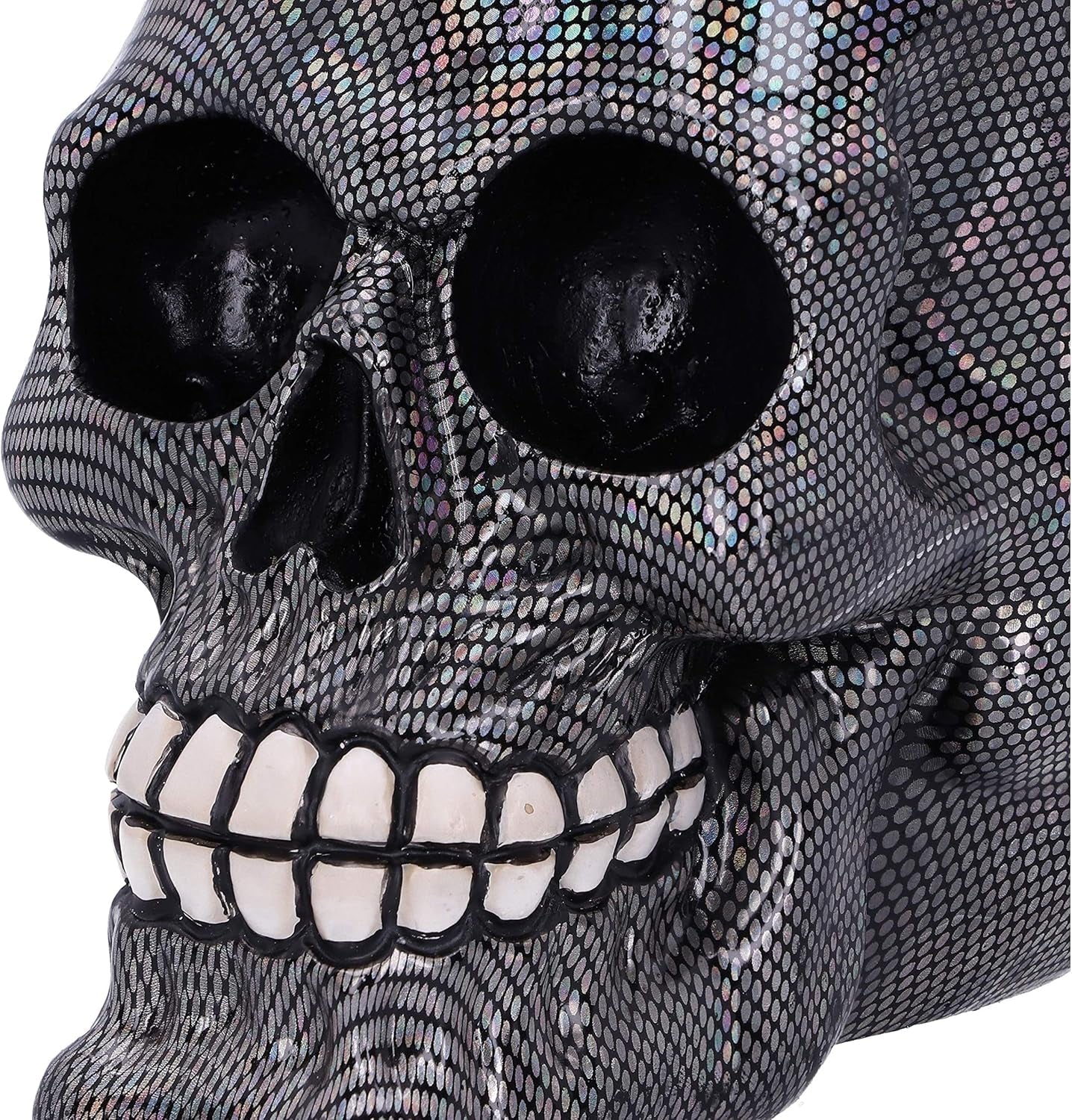 Holografisk sølv fiskenet kranie Sølv Holografisk fiskenet kranie Ornament Sølv 16,5 cm statuetter og skulpturer Naty Shop